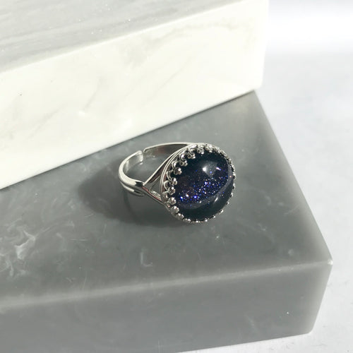 Sterling Silver Starry Night Adjustable Ring