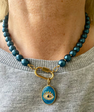 Petrol Blue Beady Evil Eye Necklace