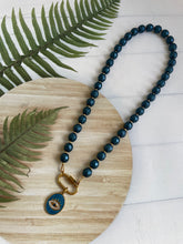Petrol Blue Beady Evil Eye Necklace