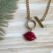 Red Lips Gold Necklace