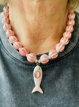 Chunky Pale Pink Bead Fish Necklace
