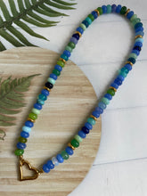 Santorini Gemstone Bead Heart Necklace