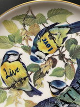 Live Love Loathe Blue Tits Upcycled Vintage Decorative Display Plate