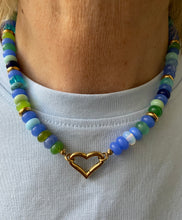 Santorini Gemstone Bead Heart Necklace