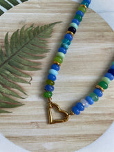 Santorini Gemstone Bead Heart Necklace