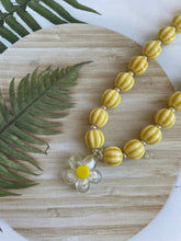 Chunky Yellow Bead Flower Necklace