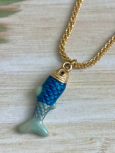 Something Fishy Blue Enamel Fish Pendant Necklace