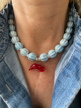 Chunky Light Blue Bead Lobster Necklace
