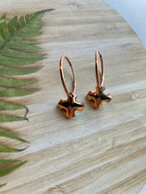 SALE!! Rose Gold Filled Hoops With Rose Gold Crystal Cross Charms