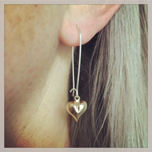 Sterling Silver Gold Filled Heart Earrings