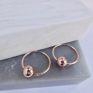 Rose Gold Filled Hoop And Ball earrings