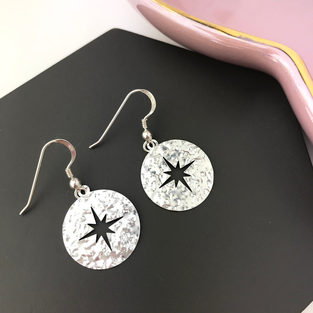 SAMPLE Sterling Silver Cut Out Star Disc Earrings