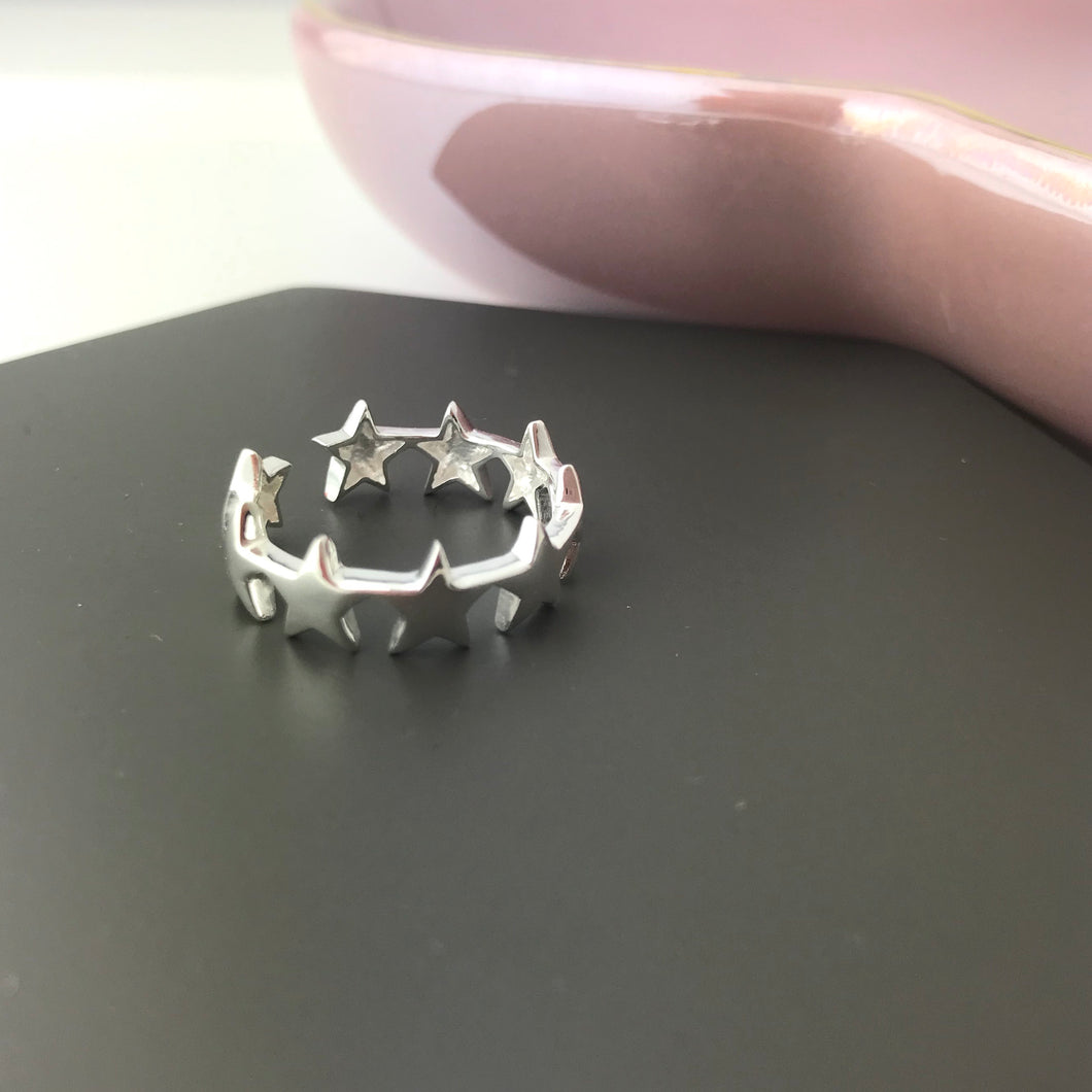 sterling silver star adjustable ring
