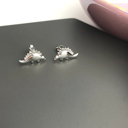 sterling silver stegosarus dinosaur earrings
