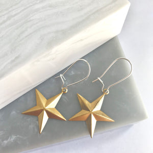 SALE!! Sterling Silver Brass Star Earrings