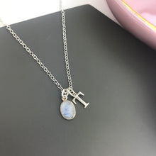 sterling silver gemstone initial necklace