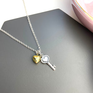 love key heart charm necklace