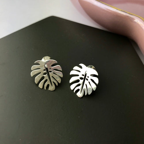 SALE!! Sterling Silver Monstera Leaf Stud Earrings