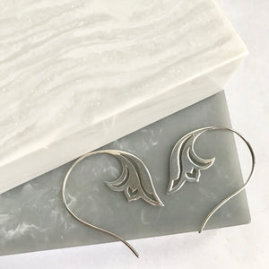 Sterling Silver Lotus Flower Scroll Earrings