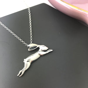 Sterling Silver Leaping Hare Necklace
