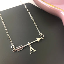 sterling silver personalised arrow initial necklace