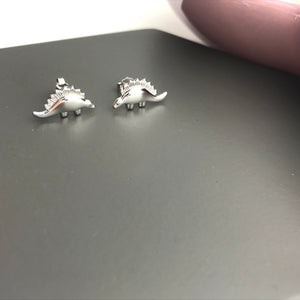 Sterling Silver Stegosaurus Dinosaur Stud Earrings