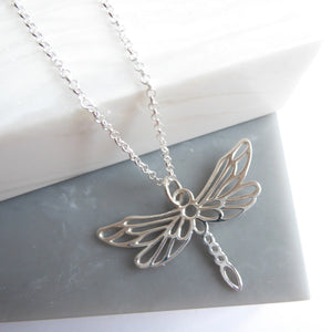 Sterling Silver Giant Dragonfly Necklace