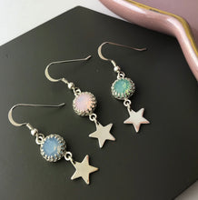 Sterling Silver Opal Crystal Star Earrings