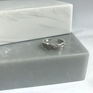 Sterling Silver Plaited Toe Ring / Pinky Ring