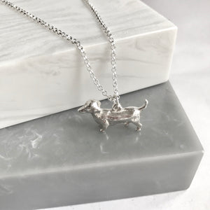 Sterling Solid Silver Dachshund Necklace