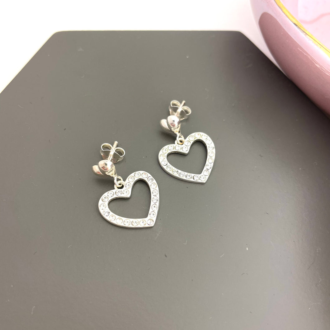 Sterling Silver Sparkly Heart Earrings