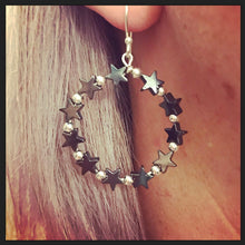SALE!! Sterling Silver And Hematite Star Bead Earrings