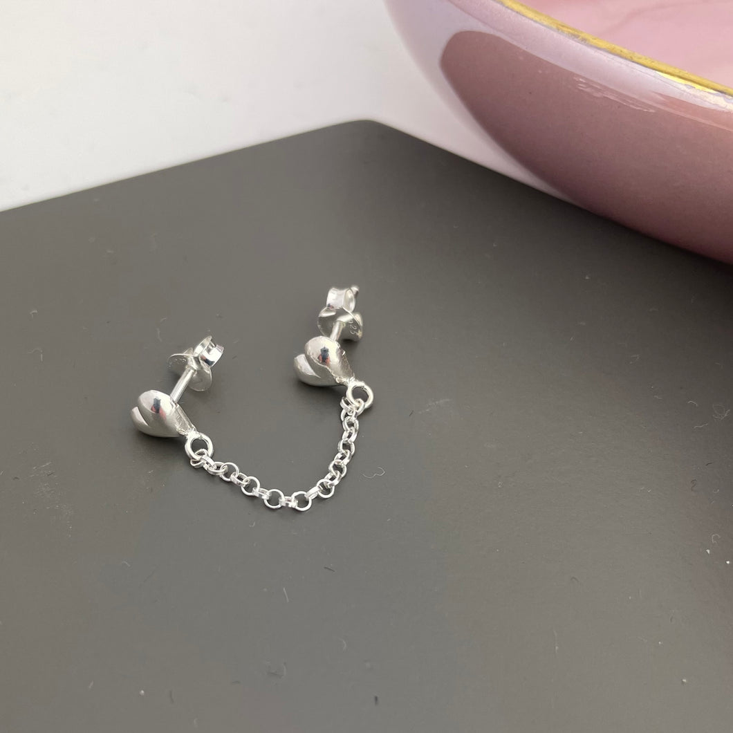 Sterling Silver Double Piercing Joined Hearts