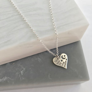 Sterling Silver Love You To The Moon Heart Necklace
