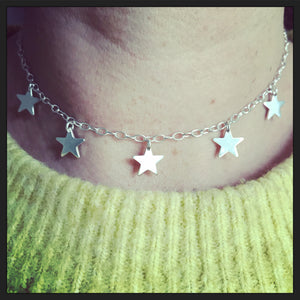Sterling Silver 5 Star Necklace