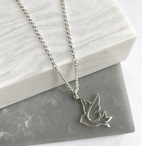 Sterling Silver Peace Dove Bird Necklace