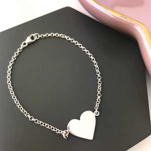 Sterling Silver Solid Heart Bracelet