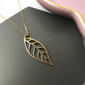 Gold Filled & Bronze Large Leaf Necklace