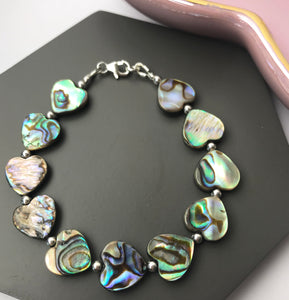 Sterling Silver & Abalone Shell Heart Bracelet