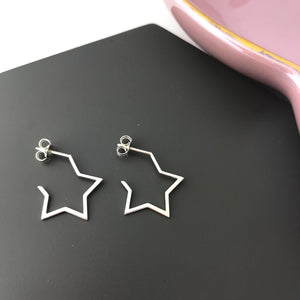 sterling silver star hoop earrings