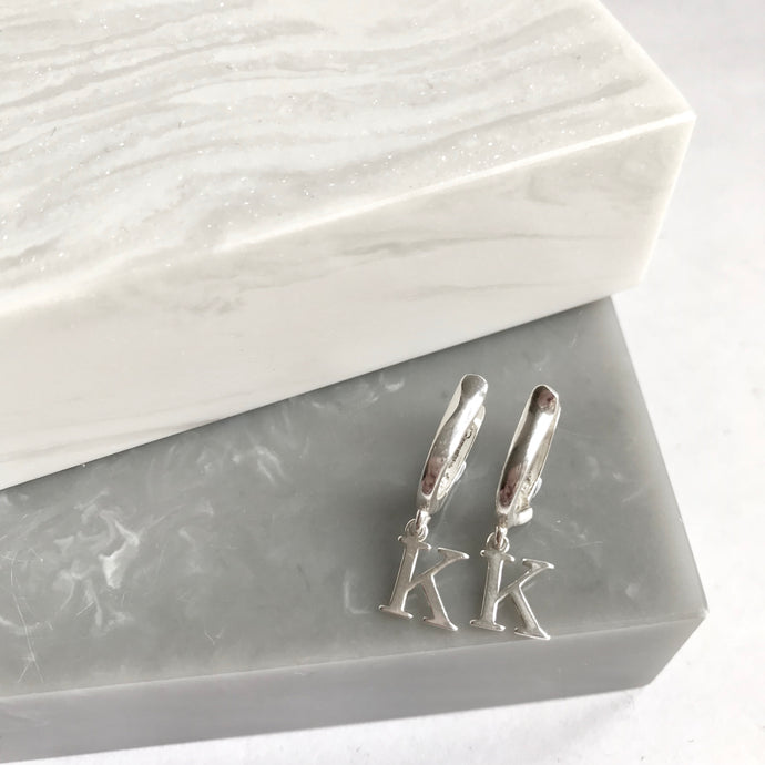 Sterling Silver Initial Earrings