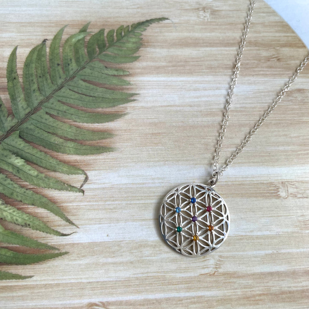 Sterling Silver Flower Of Life Chakra Pendant