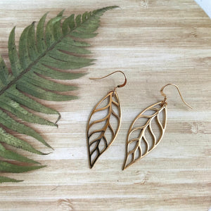 Gold Filled & Bronze Large Leaf Earrings