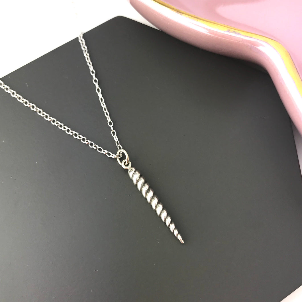 Sterling silver unicorn horn necklace