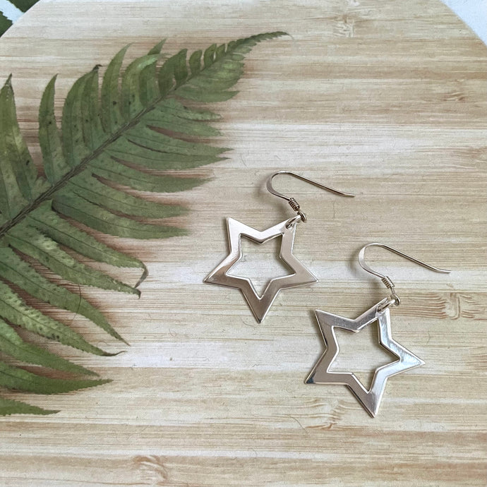 Sterling Silver Giant Star Earrings