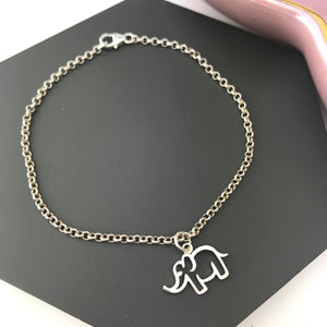 Sterling Silver Elephant Charm Bracelet