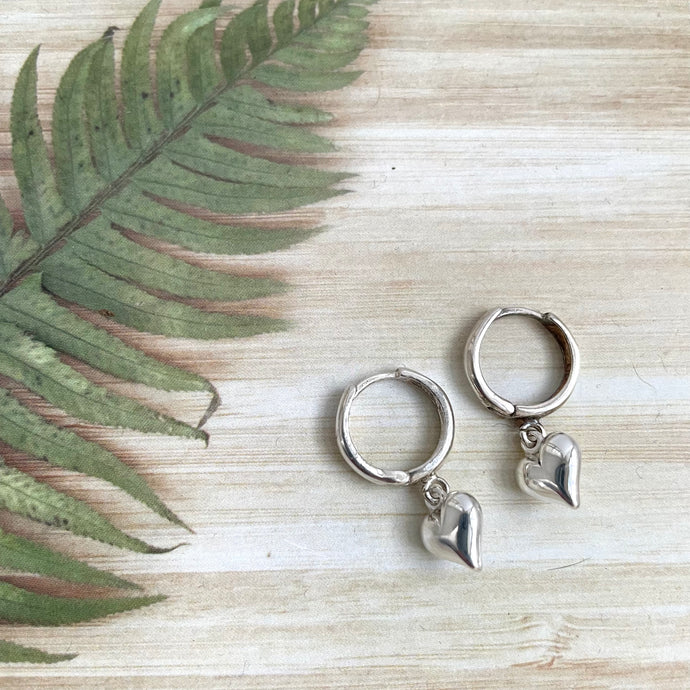 Sterling Silver Hug Hoop Heart Earrings