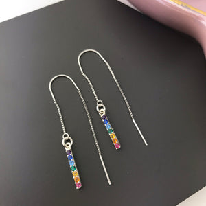 Sterling Silver Rainbow Threader Earrings