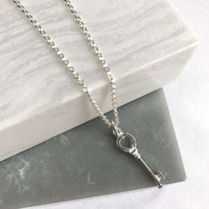 SALE!! Sterling Silver Key Charm Necklace