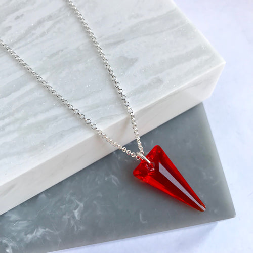 SALE!! Sterling Silver And Crystal Spike Necklace
